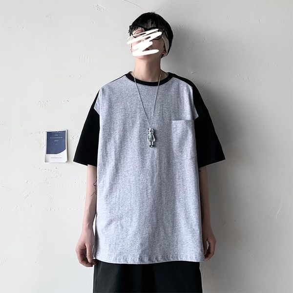 

men's t-shirts 21/summer loose raglan sleeves round neck cotton casual short-sleeved t-shirt men, White;black
