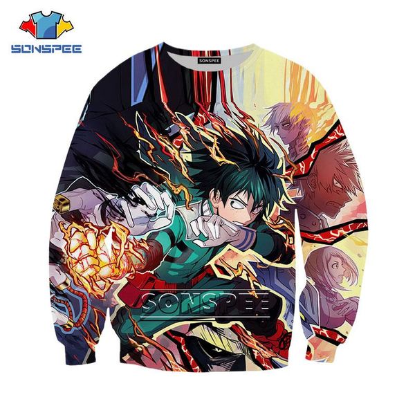 

men's hoodies & sweatshirts bakugou katsuki todoroki shouto anime character sweatshirt 3d print casual harajuku men pullovers long slee, Black
