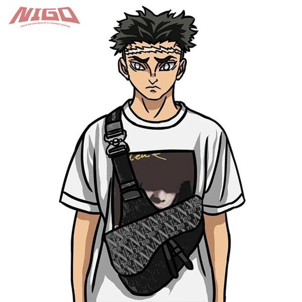 

men's casual shirts nigo saddle 20ss shoulder chest bag #nigo66, White;black