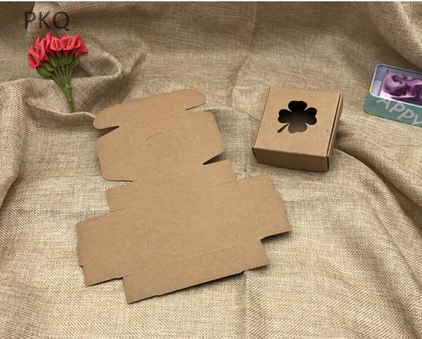 

gift wrap 25pcs/lot craft soap box hollow kraft paper boxes wedding favor candy birthday party present 7.5x7.5x3cm