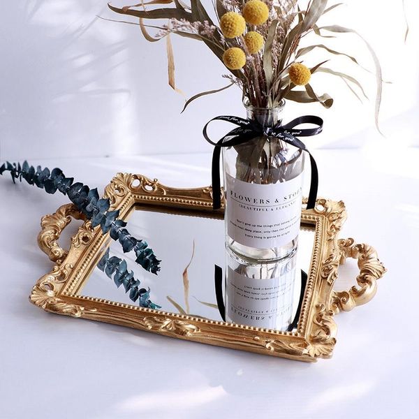 

-european resin mirror jewelry earrings necklace tray flower storage home decoration kitchen & organization