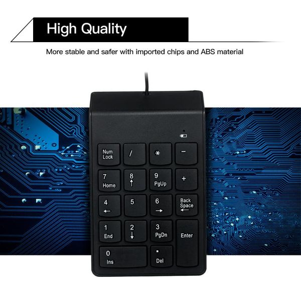 

keyboards usb wired waterproof keyboard mini numeric keypad 18 keys fashionable low noise with anti-slip stand ergonomic