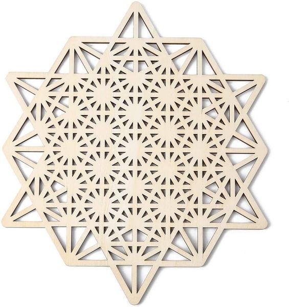 

decorative objects & figurines flower of life crystal grid wall hanging decor all art zen wooden sculpture