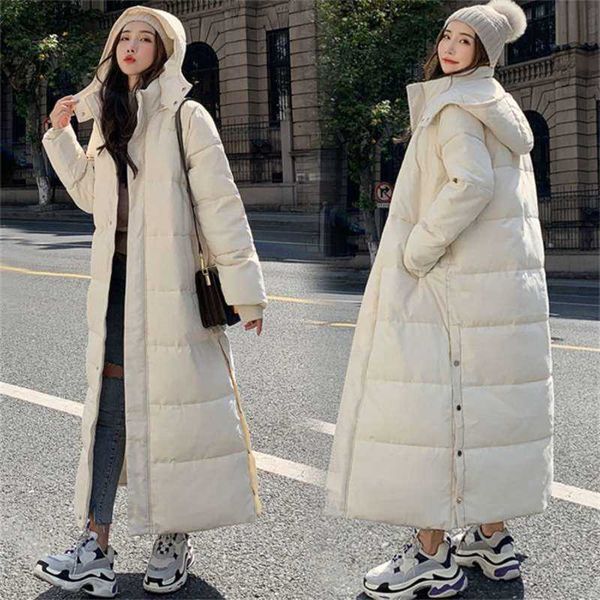 

women's winter coats long thick warm parkas beige black 210927