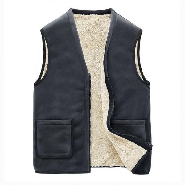 

men's vests autumn winter casual sleeveless jacket men warm fleece vest black thick gilet -5xl, Black;white
