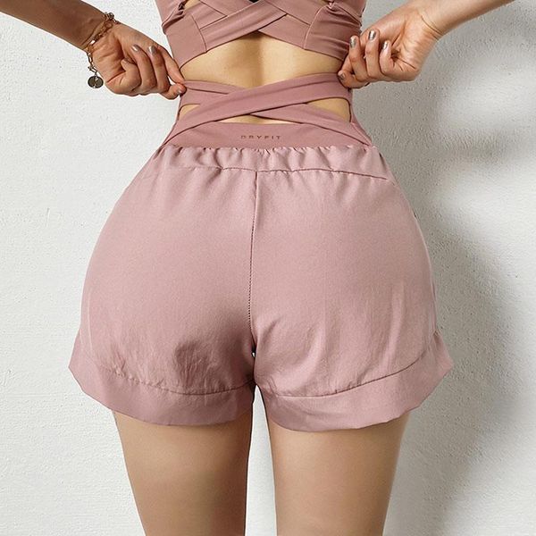 

yoga outfits women's sports shorts anti-light quick-drying breathable gym push-ups fitness training high waist loose, White;red