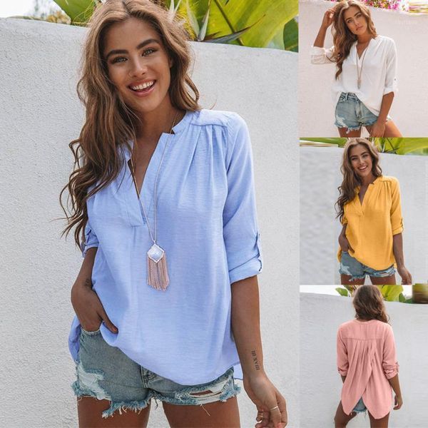 

women's blouses & shirts blouse shirt plus size long sleeve women clothes solid female clothing korean fashion apparel white basic