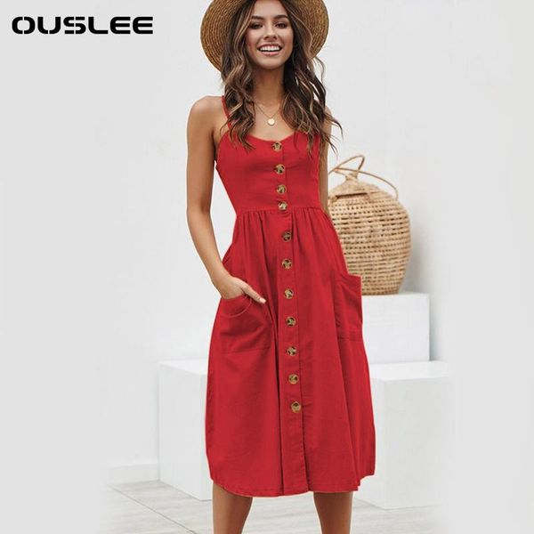 

solid colors women dress casual striped long dresses female v-neck sleeveless button boho beach midi plus size, Black;gray