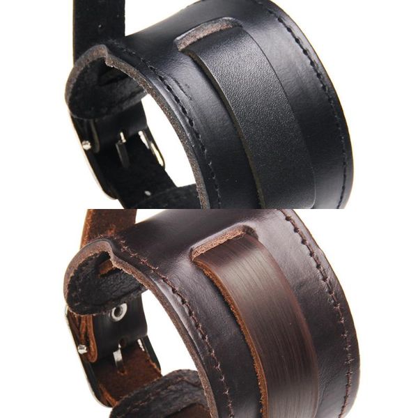

bangle fashion jewellery cowhide classic punk leather masculine chain birthday present men's bracelet, Black
