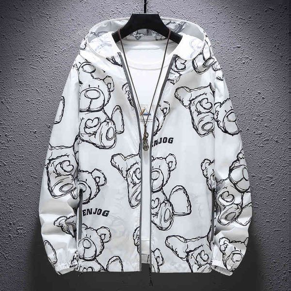 

men's jackets summer jcket, quick-dry windbreker hip hop streetwer with hood, printed 10xl plus size zipper gj3u, Black;brown