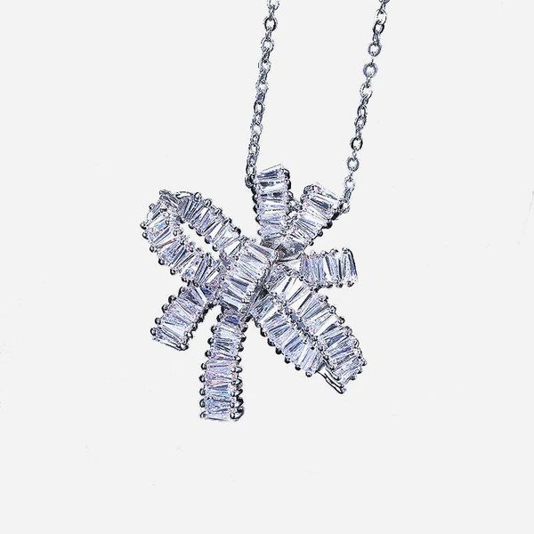

pendant necklaces fashion creative butterfly zircon necklace rhinestone chain for women bling crystal choker party jewelry, Silver