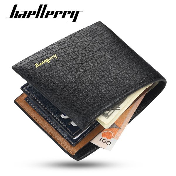 

baellerry men's short c-rocodile pattern multi card wallet business 30% discount thin zero wallet, Red;black