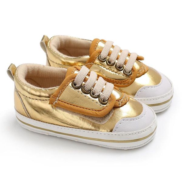 

first walkers 2021 baby boy fashion shoes soft bottom golden pu leather autumn spring toddler infant walker anti slip