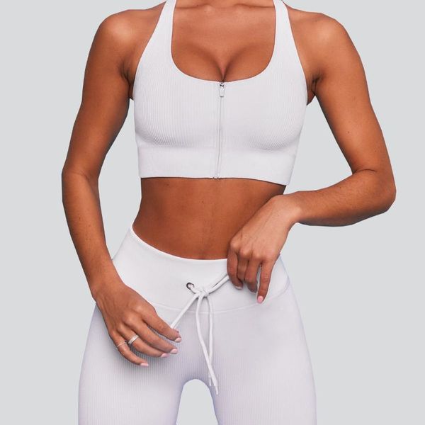 

yoga outfit sports bra seamless women's zipper workout clothes push-ups running fitness training underwear 7 colors