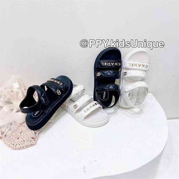 

2021 summer new sandals small fragrance velcro soft girl's classic letter shoes 226, Black;red