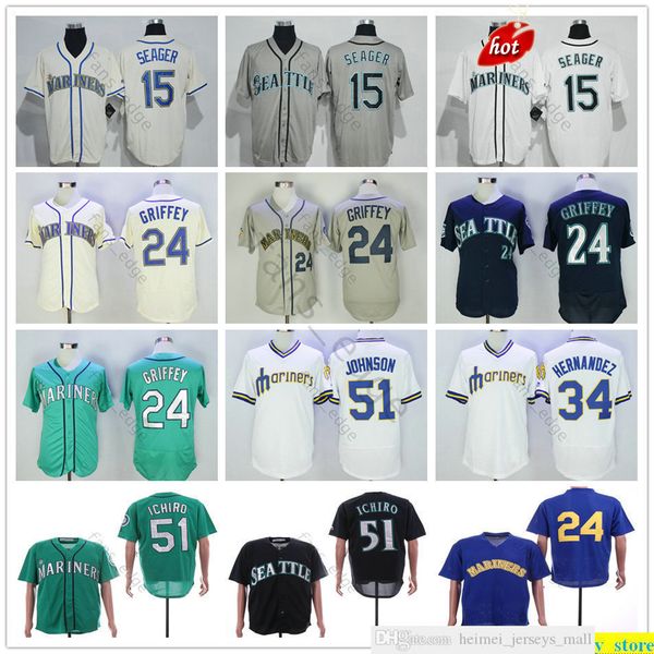 

2019th man women kids baseball jerseys 51 ichiro suzuki 15 kyle seager 24 ken griffey jr. 51 randy johnson 34 felix hernandez stitched jerse, Blue;black