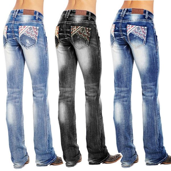 

women's jeans 2021 new wash element embroidery jeans pants, Blue