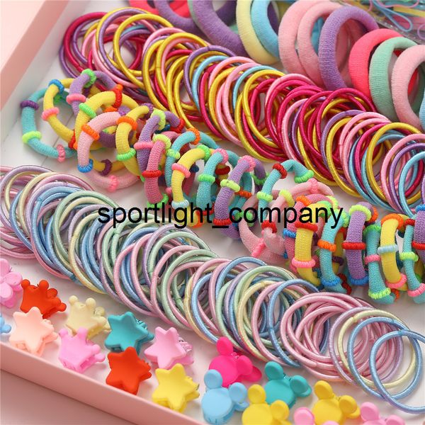 

2022 fashion 100/1000pcs colorful hair bands cute girls women elastic rubber band scrunchies ponytail holder gum hair accessories, Slivery;white