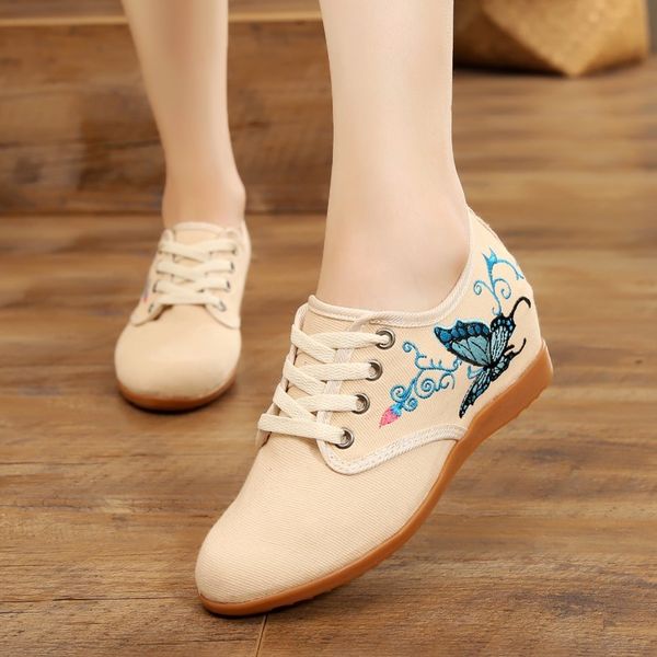 

chino zapatos tela beijing mujeres aumento fondo suave encaje bordado seoras comodidad casual tejido denim zapatillas de deporte, Black