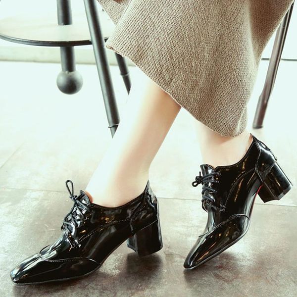

dress brand large size 43 vintage high heels spring square toe pumps female office lady footwear women shoes 4hxp, Black