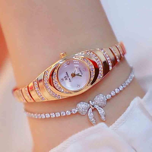 

wristwatches women watches ladies small dial quartz fashion rose gold dresses for suitable dating bracelet, Slivery;brown