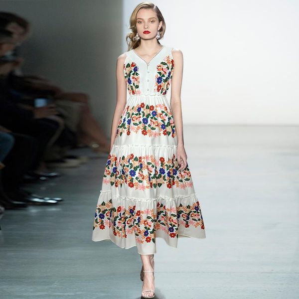 

casual dresses runway 2021 elegant printed vest long dress 210508mz02, Black;gray