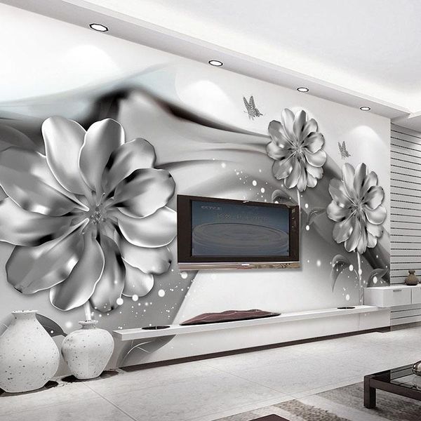 

wallpapers dropship po wallpaper 3d stereo abstract ink smoke imitation metal flowers wall mural modern art tv sofa backdrop decor