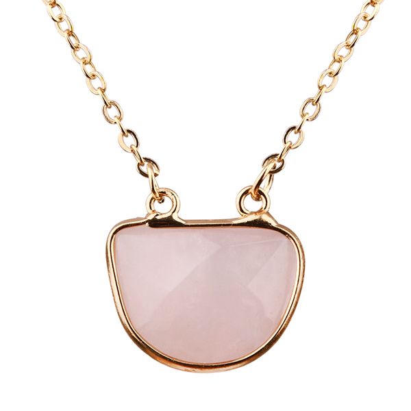 

rose quartz powder pink crystal copper package edge pendant necklace, Silver