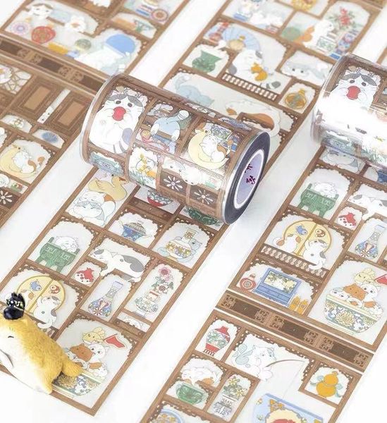 

gift wrap lovely cat and vase clear pet tape for card making journal diy scrapbooking label sticker