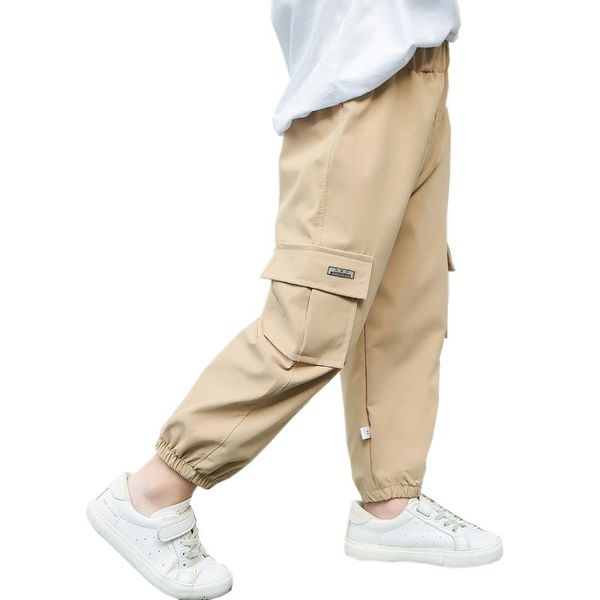 

trousers 2021 children's spring and autumn casual pants boys fashion big pocket decorative sports, Blue