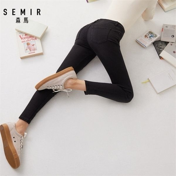 

semir skinny cropped washed denim women cotton ankle jeans er slim fit zip fly button demin pants, Blue