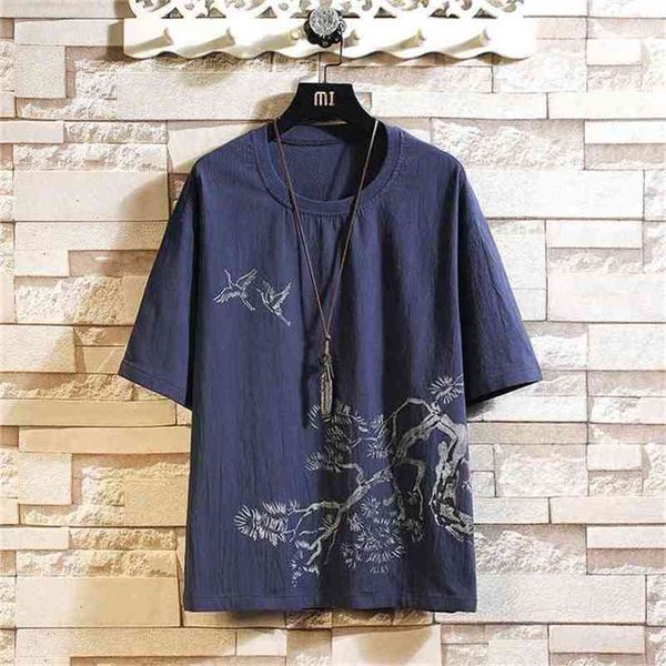 

short sleeve linen t shirt men's summer white black tshirt tees chinese fashion clothes oversize 4xl 5xl o neck 210809