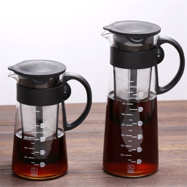 Cold Brew Kaffeefiltertopf Maker Tragbares Glas Hitzebeständige Eistropfschale Mokka Teekanne Wasserkocher Cafetiere 210423