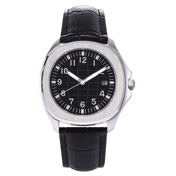 

wristwatches 100m water resistant 40mm black men's luxury wristwatch automatic watch sapphire crystal leather strap waterproof luminous, Slivery;brown