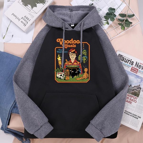 

men's hoodies & sweatshirts voodoo rituals for beginners prints male sweatshirt soft brand sportwear thermal vintage men hoodie oversiz, Black