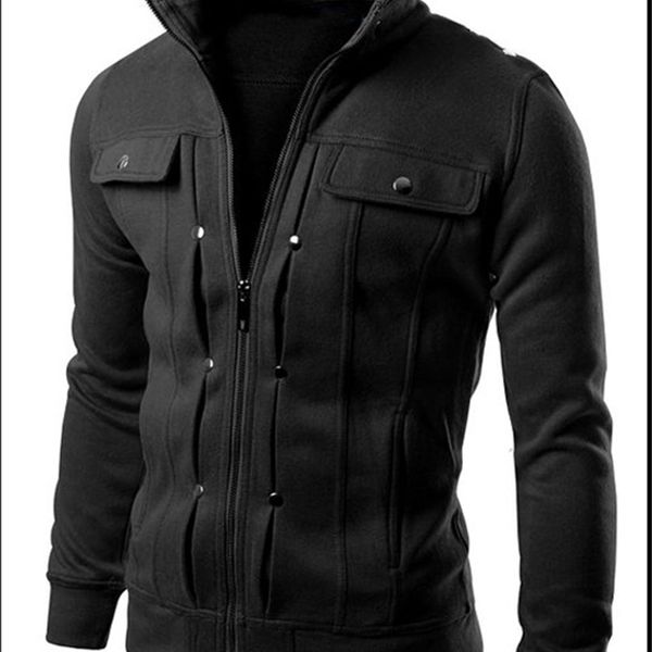 

3vq4 men's cardigan sweaters men warm fleece zipper stand sweater agasalho masculino male woolen knitwear ygyu, Black