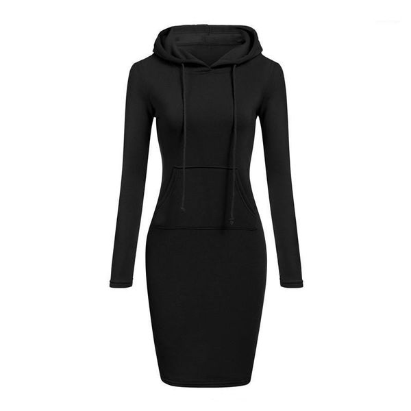 

casual dresses 2021 woman dress vestidos de mujer robe summer classic solid color hooded sweater big pocket long sleeve, Black;gray