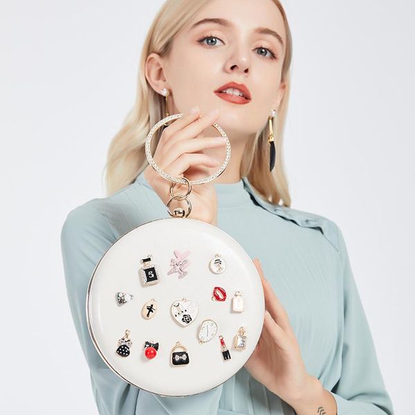 

cross body 2021 women circular party purse for female chains handbag evening shoulder bag