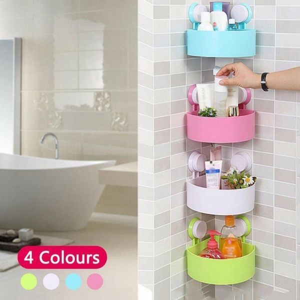 

bath accessory set bathroom shelf organizer plastic shampoo holder shower wall storage cup corner suction with kitchen