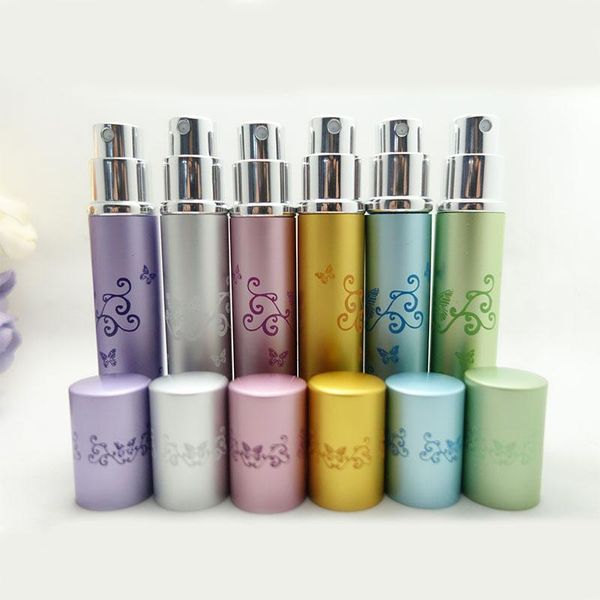 

l26-8ml butterfly flower aluminum tubes perfume spray glass bottle 100pcs/lot storage bottles & jars