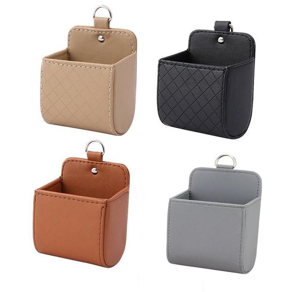 

car organizer box bag air outlet dashboard hanging leather universal mobile phone holder in automobile interior accessories