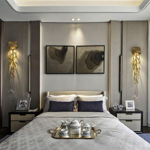 

wall lamps modern minimalist living room bedroom bedside led indoor crystal gold lamp aisle lighting decoration light fixtures