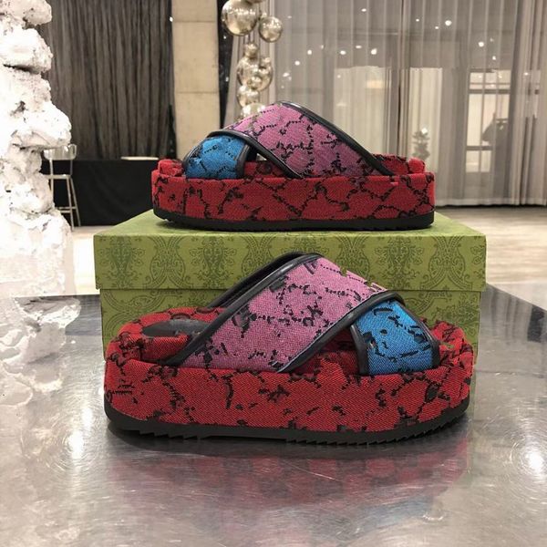 

2021style women 573018 slide sandal classic fashion designer ladies red strawberry colored flip flops brands mkjjj0001, Black