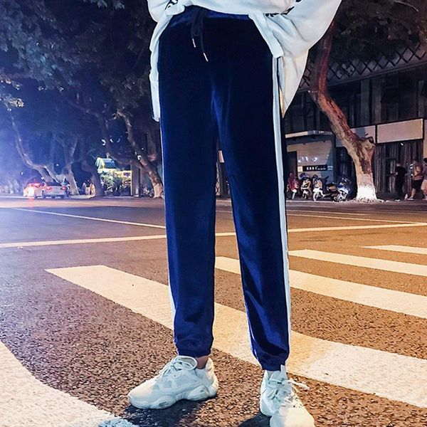 

autumn fashion women pencil pants lady green blue velvet loose straight slacks female winter slim cropped harem trousers women's & capr, Black;white