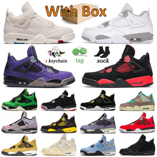 

2022 bred patent jumpman 4 basketballs shoes 4s sneakers designer canvas black cat trainers white oreo zen master canyon royalty purple red, White;red