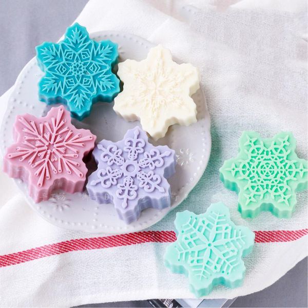 

craft tools 6 cavity christmas snowflake soap mold silicone aroma gypsum plaster resin mould snow handmade 3d crafts candle molds