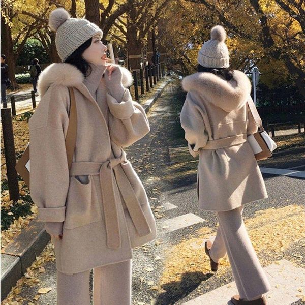 

women's wool & blends herstory 2021 cashmere woolen coat fairy fluffy tweed small, Black