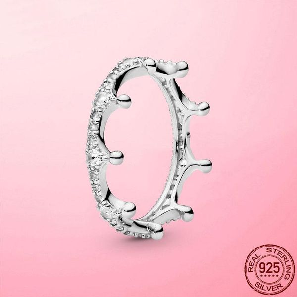 

cluster rings finger ring 925 sterling silver clear sparkling crown female for women anel wedding engagement fashion jewelry, Golden;silver