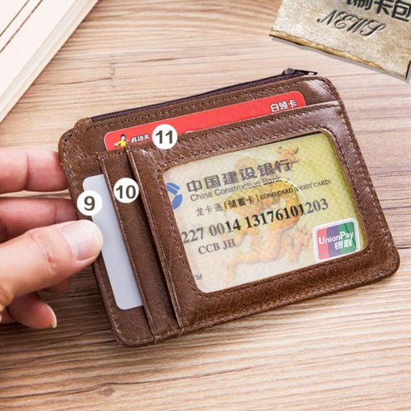 

card holders 2021 wallet money bag for men business soft clutch genuine leather coin purse holder male, Brown;gray