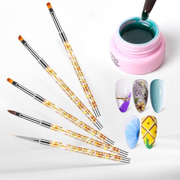 

5pcs nylon brush pens nail painting drawing liner gel pen manicure tool art diy kits